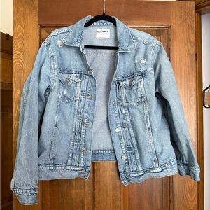 Old Navy Light Blue Denim Jacket Distressed